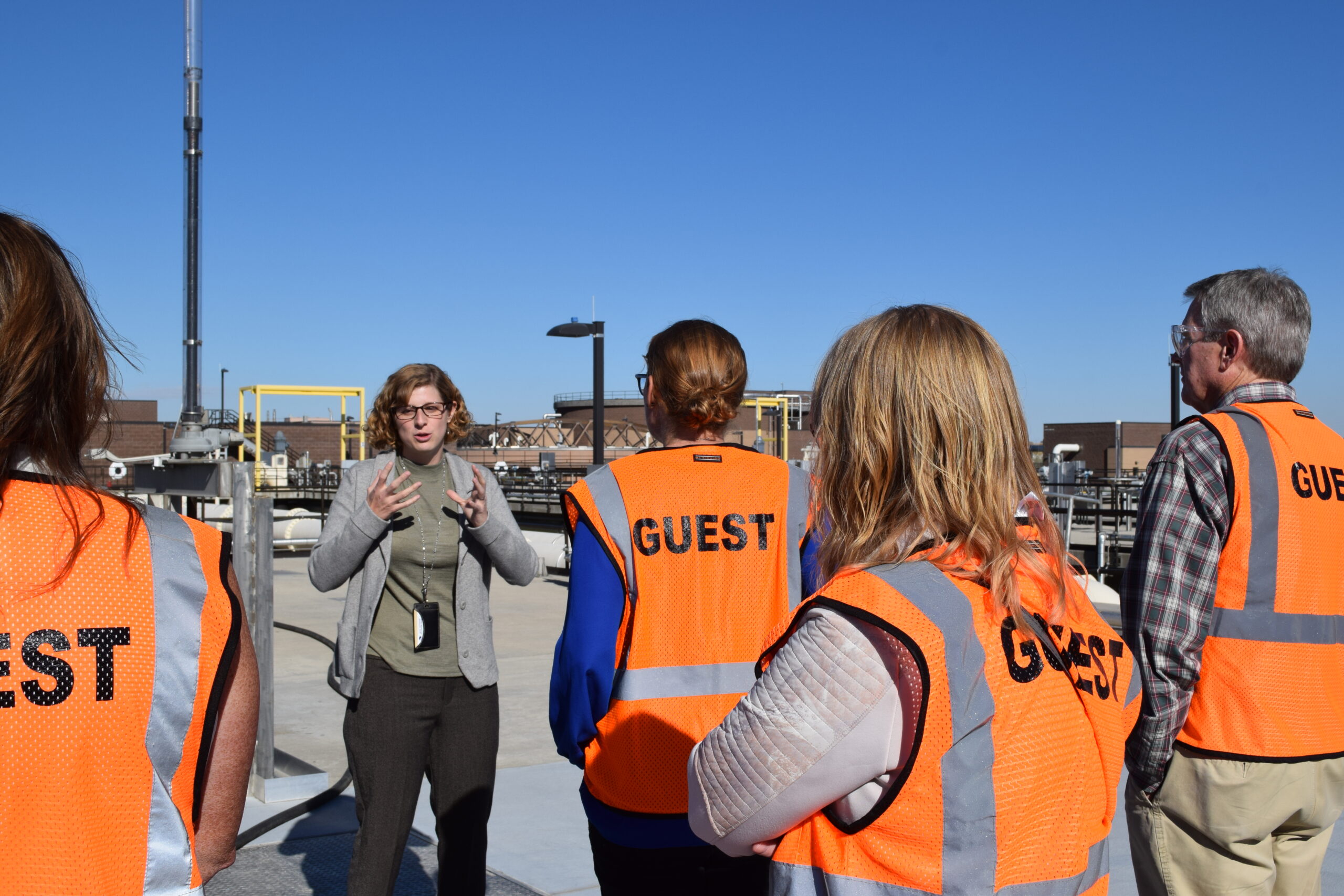 Kim Cowan, NTP Director of Operations and Maintenance, leading a tour at our Northern Treatment Plant in Brighton.