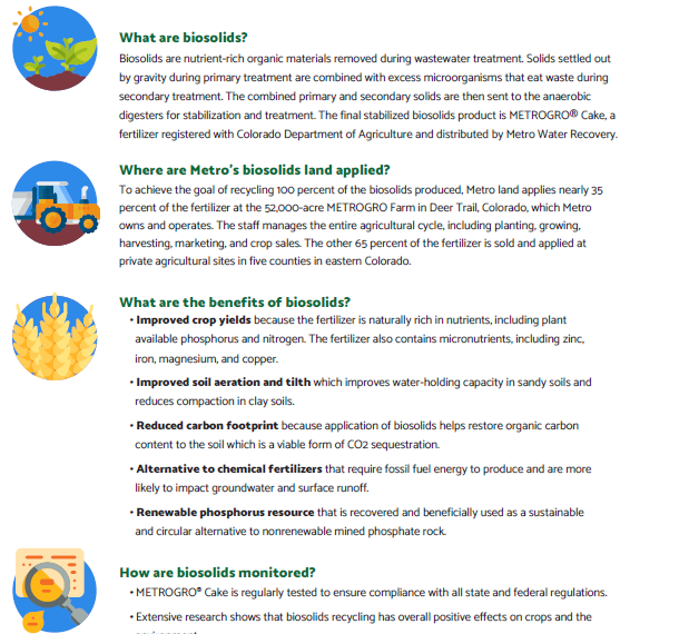 preview image of the biosolids fact sheet. Click the image to access the screen readable PDF