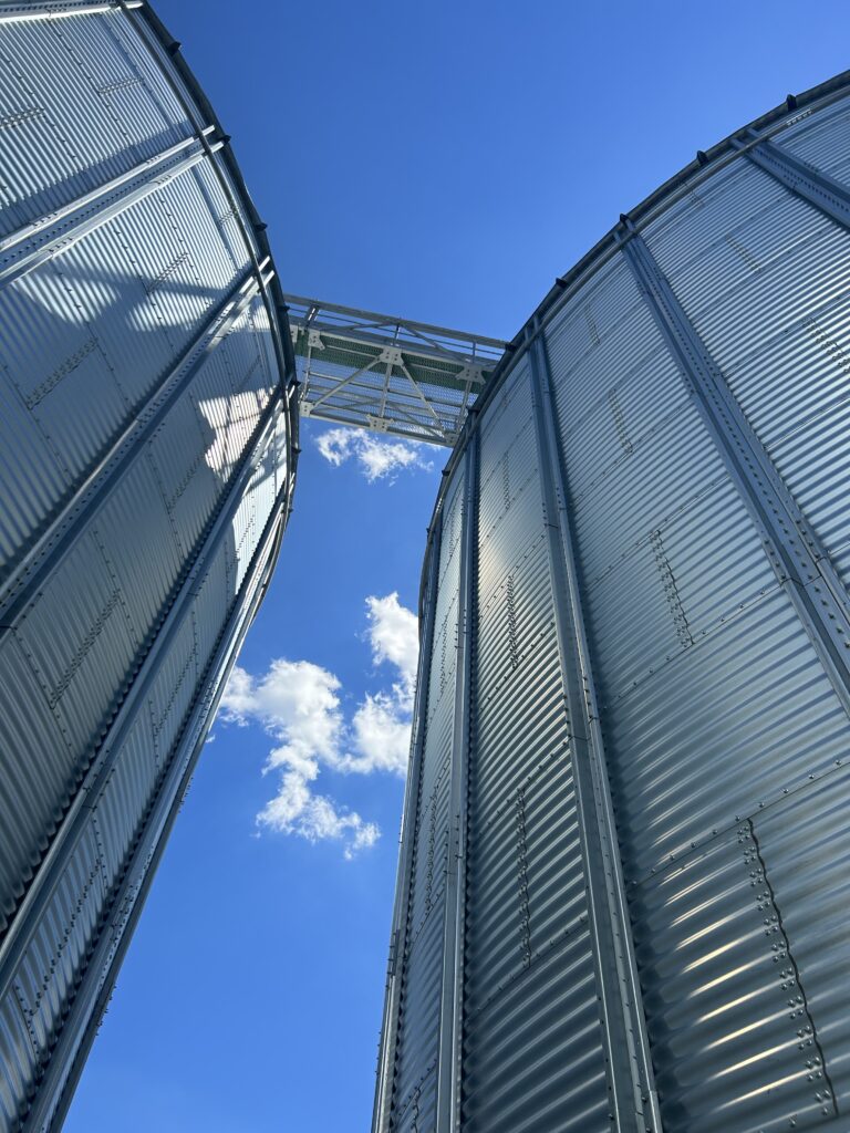 A photo of silos on the farm