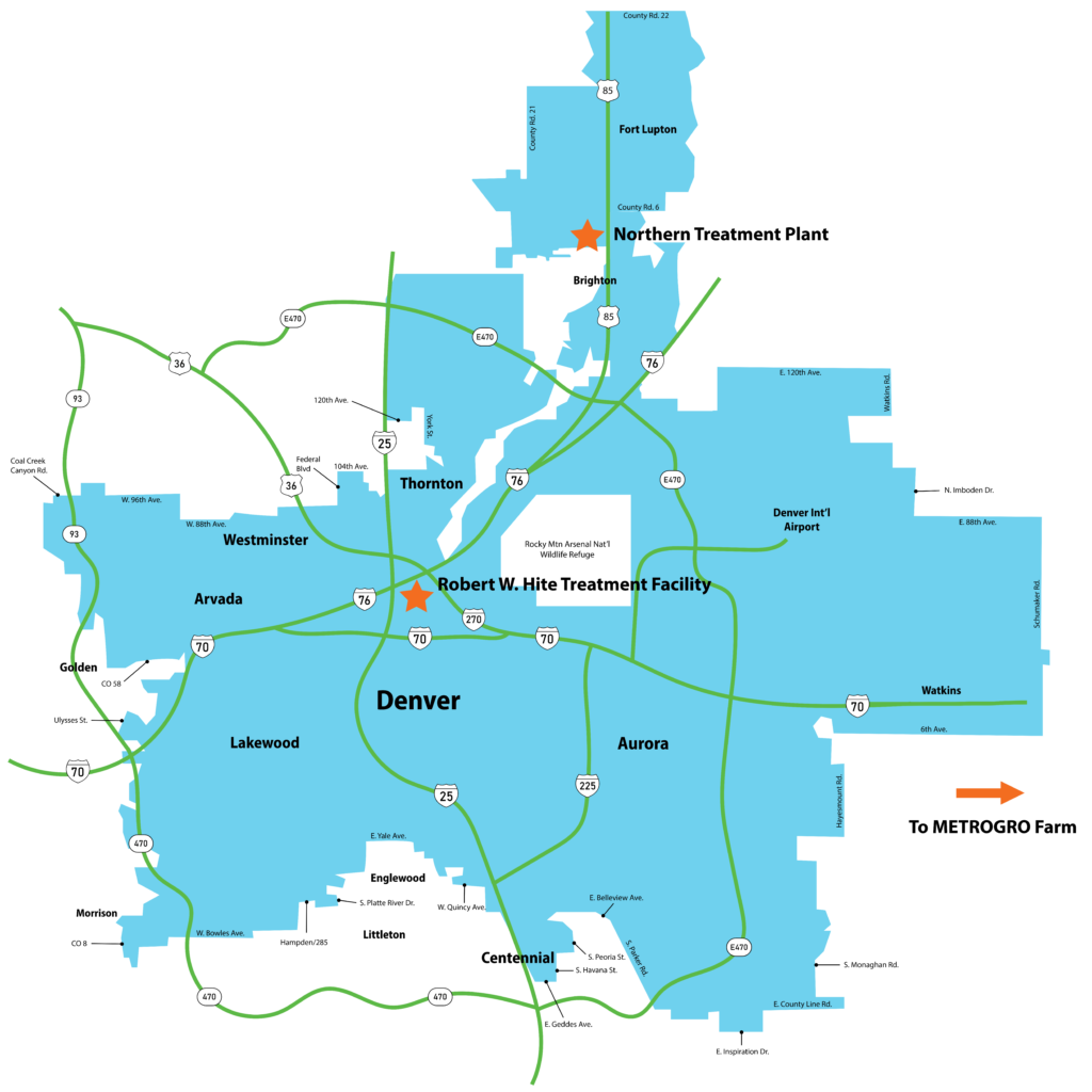 A service area map for Metro Water Recovery