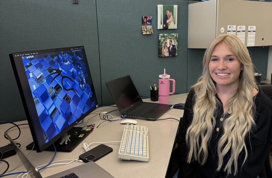 Veronica Butler at her desk