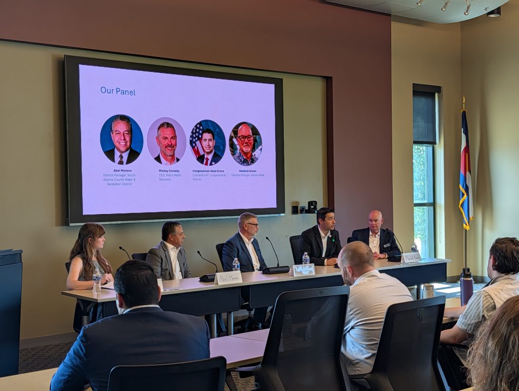Panelists speaking at Metro's Northern Treatment Plant